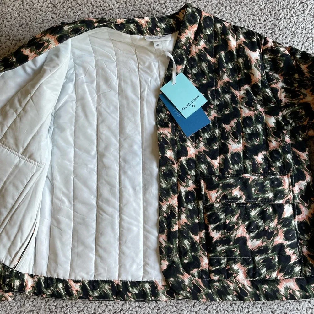 Rachel Comey x Target Green / peach Animal Print Cropped Quilted Jacket Size XL - Picture 5 of 6